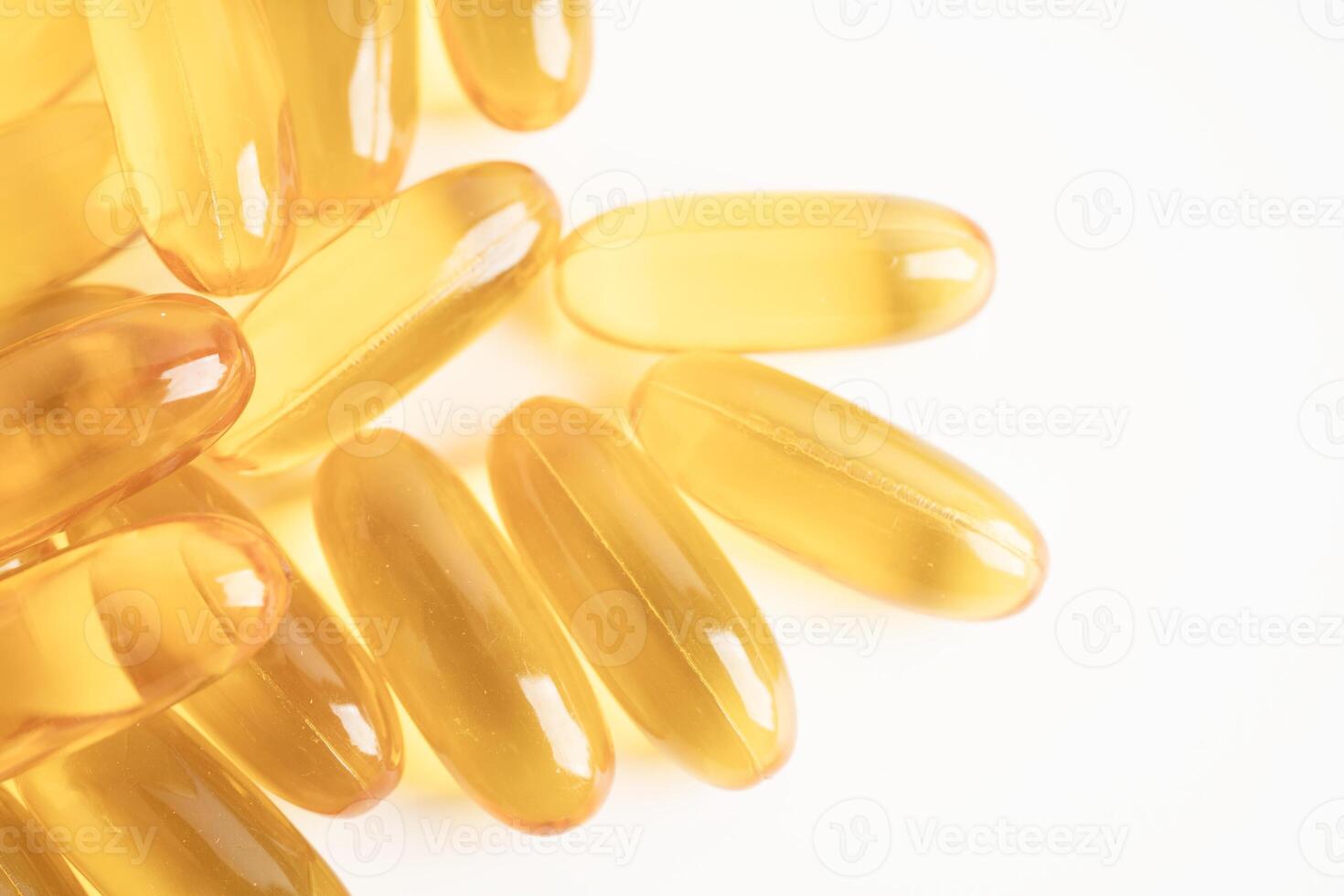 Fish oil or Cod liver oil gel in capsules with omega 3 vitamins, supplementary healthy food photo