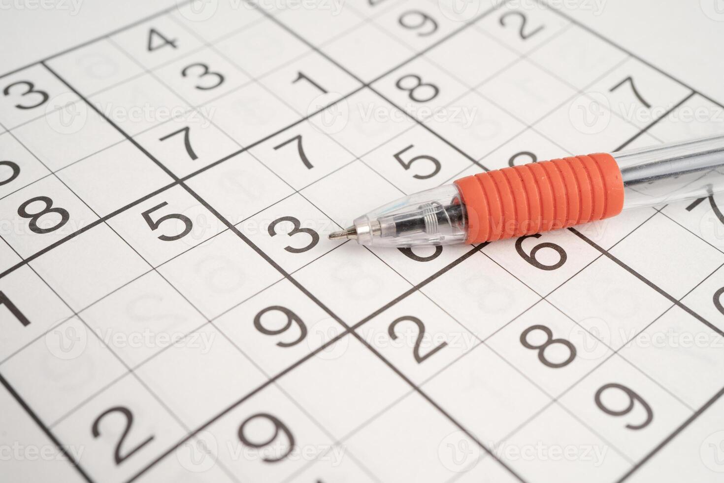 Sudoku puzzle, game to play for keep you brain younger for developing Alzheimer disease in senior patient. photo