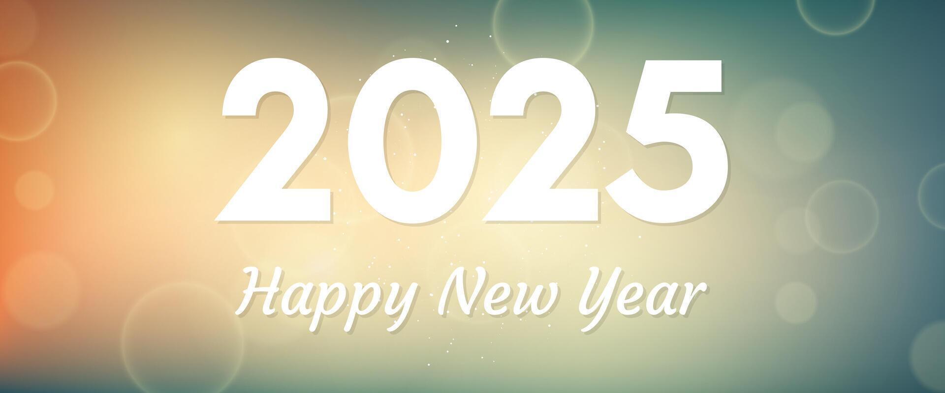 Happy new year 2025 inscription on blurred background vector