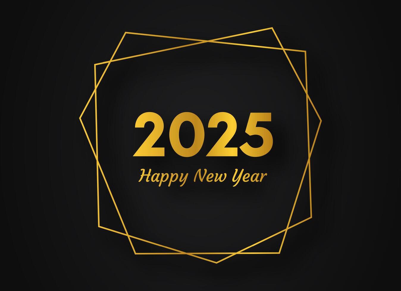 2025 Happy New Year gold geometric polygonal background vector