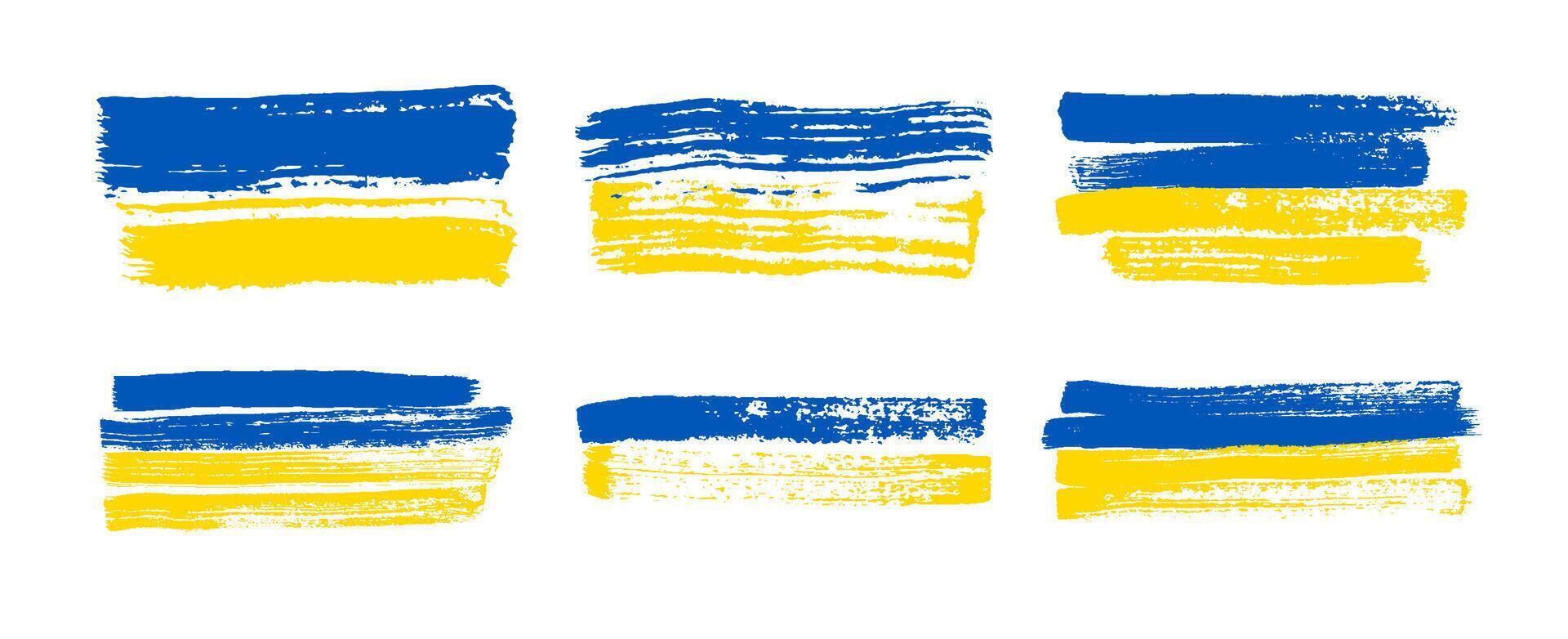 Set of Ukrainian national flags vector