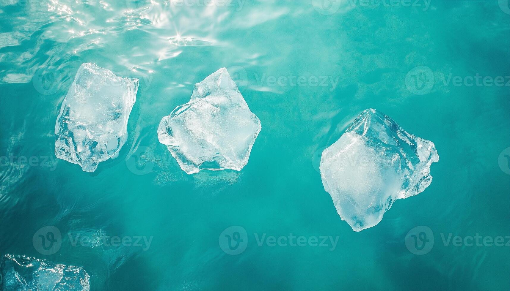 Large chunks of ice in the ocean top of view landscape photo