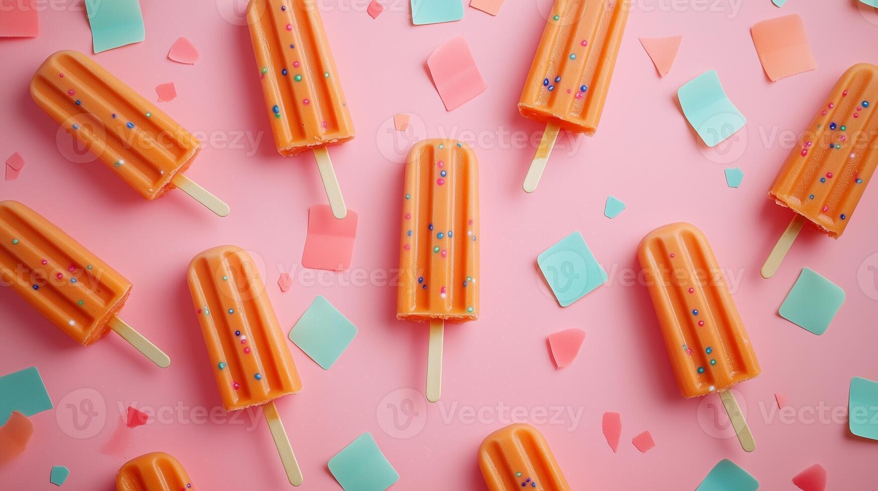 Fresh fruity orange ice cream popsicle frozen sweet snack healthy food homemade on summer photo