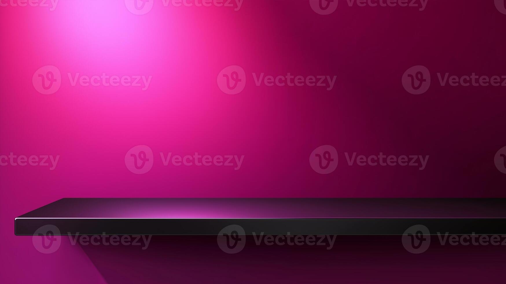 Black steel countertop shelf with spotlight and pink wall for product display promotion photo