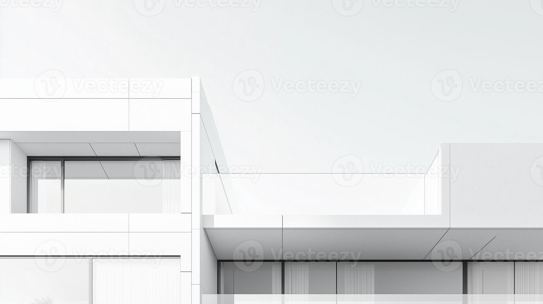 White modern contemporary architecture minimalist geometric construction building with sky photo