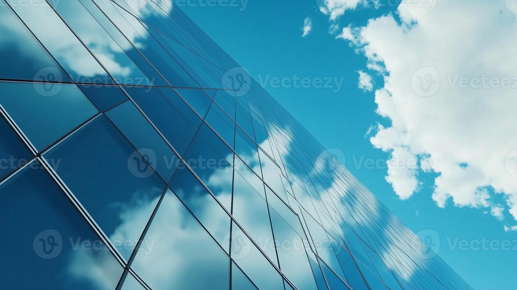 Wall of the building modern architecture futuristic structure with blue sky photo
