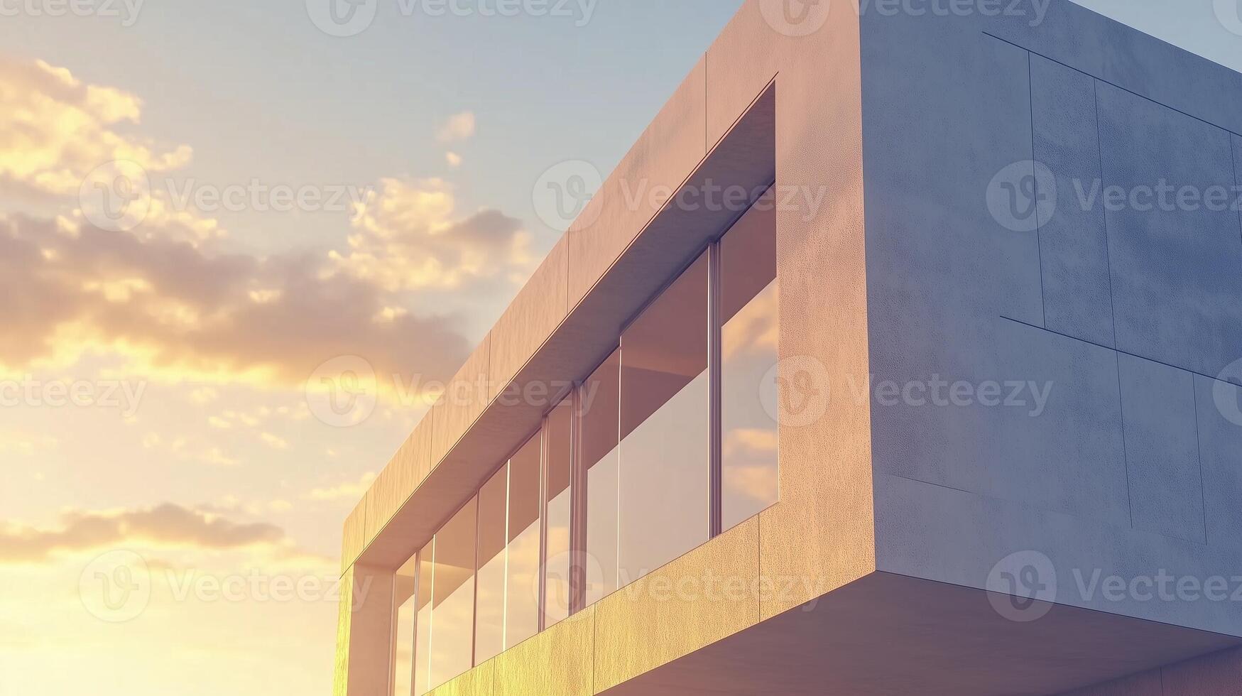Wall of the building modern arshitecture futuristic structure with sunset sky photo