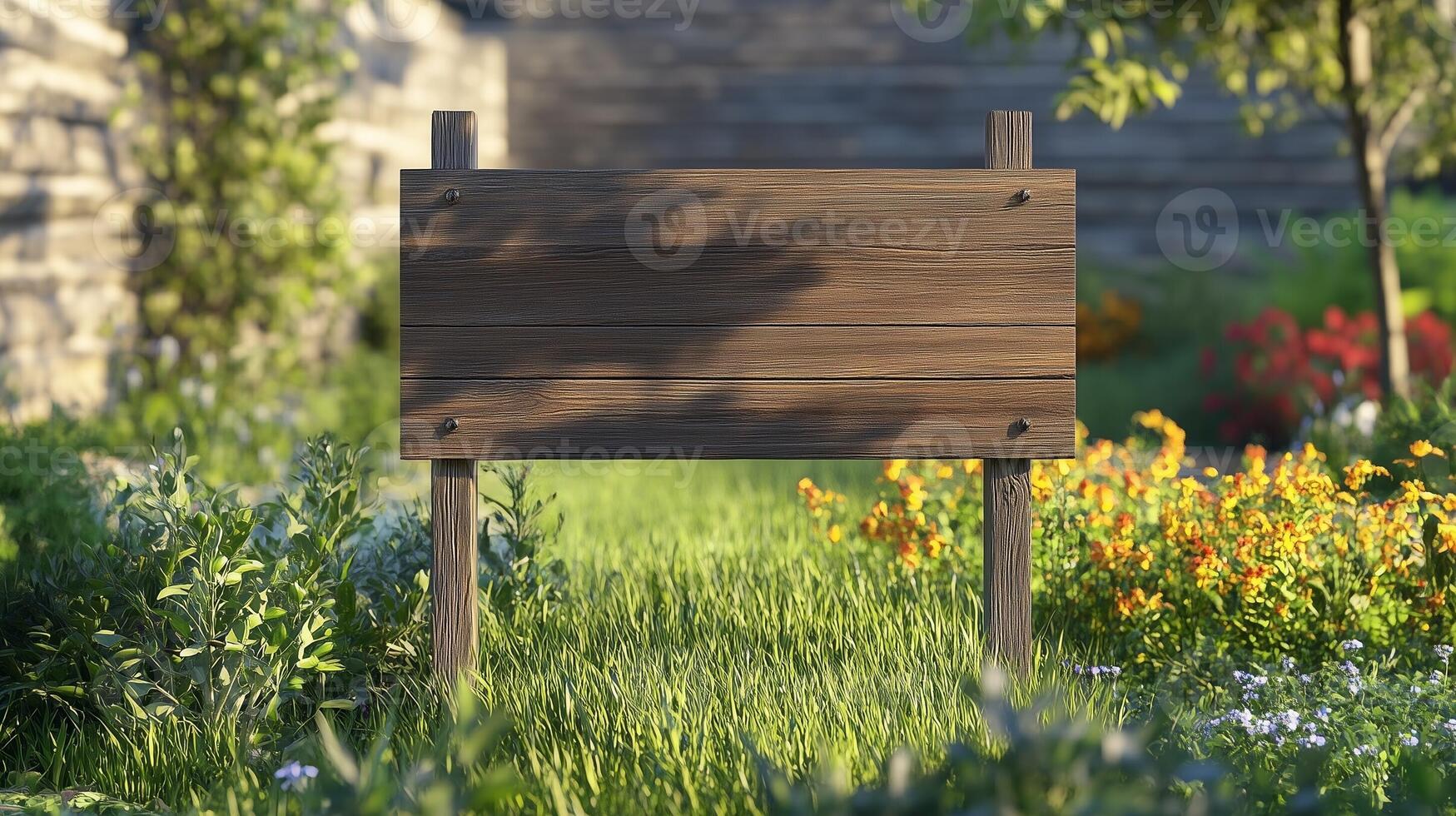 Blank wooden trunk board for label information important in pimiento vegetable botanical field garden photo