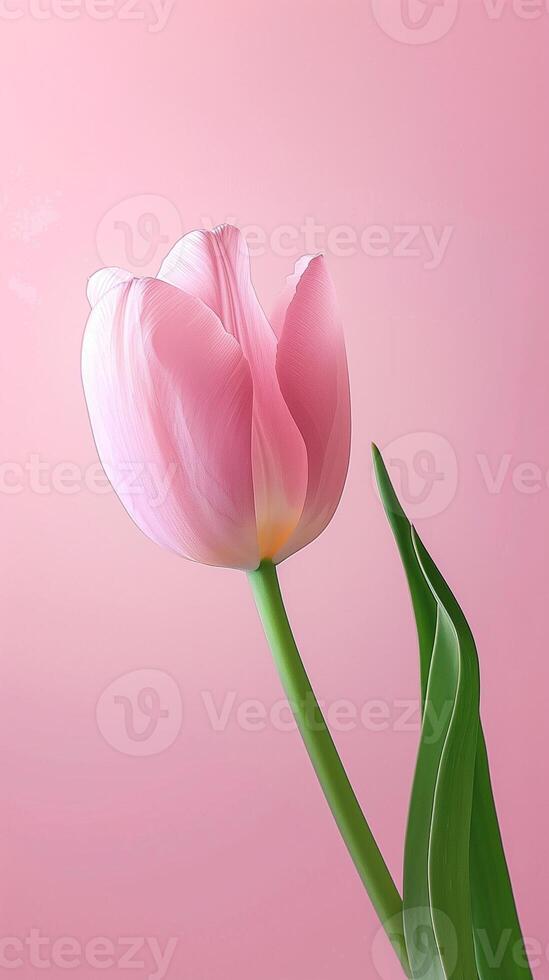 Pink tulip leaf organic nature environment on pink story background photo