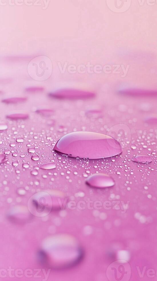 Waterdrop bubble splashing rounded on pink blurred background photo