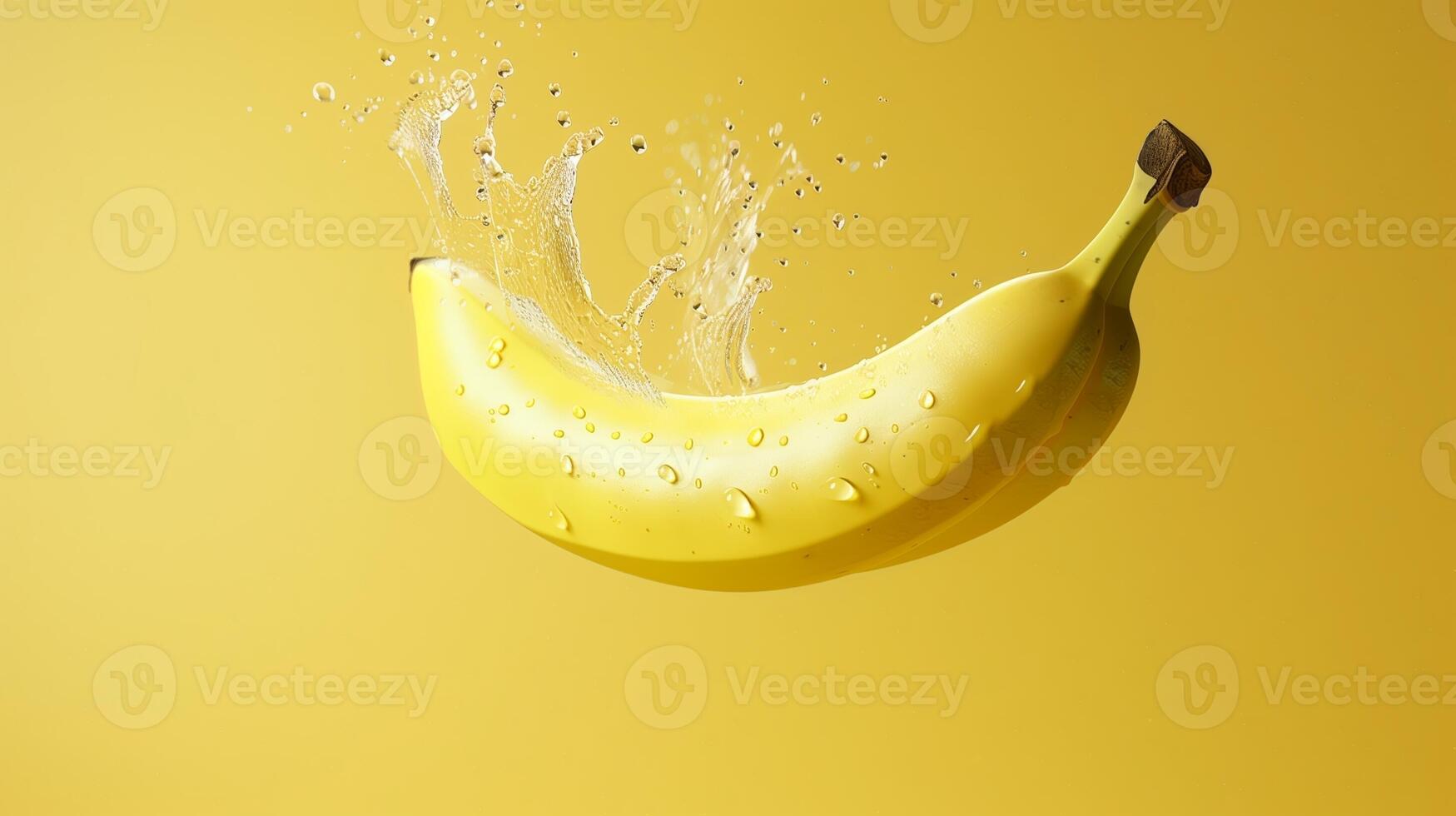 Banana fruit in water with bubble, organic botanical gardening real food green background photo