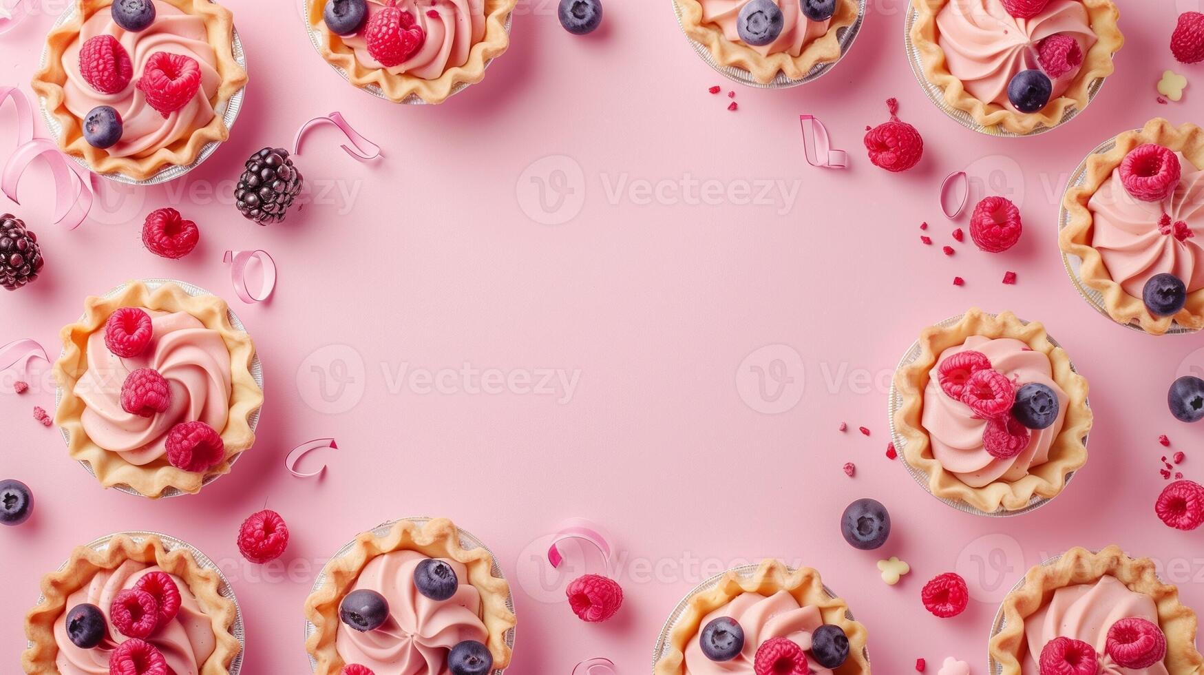 Mini pie tart sweet snack baked dough for tea time party homemade photo