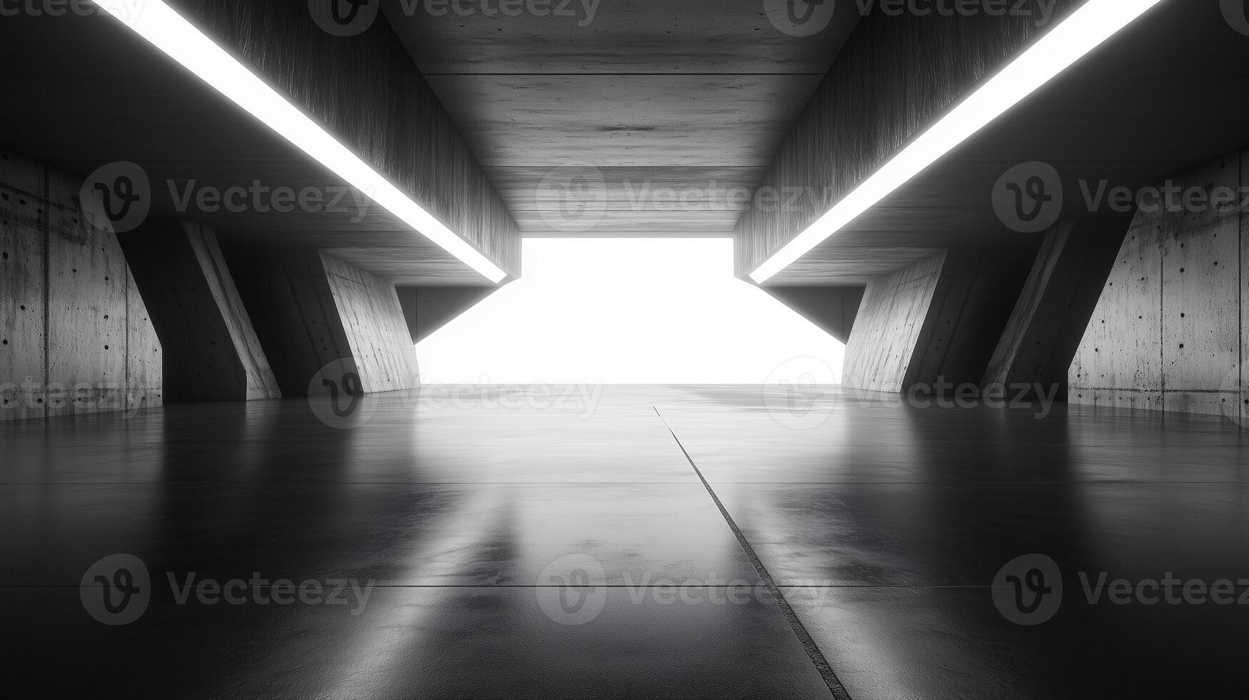 Dark grey architecture empty concrete floor modern structure perspective photo