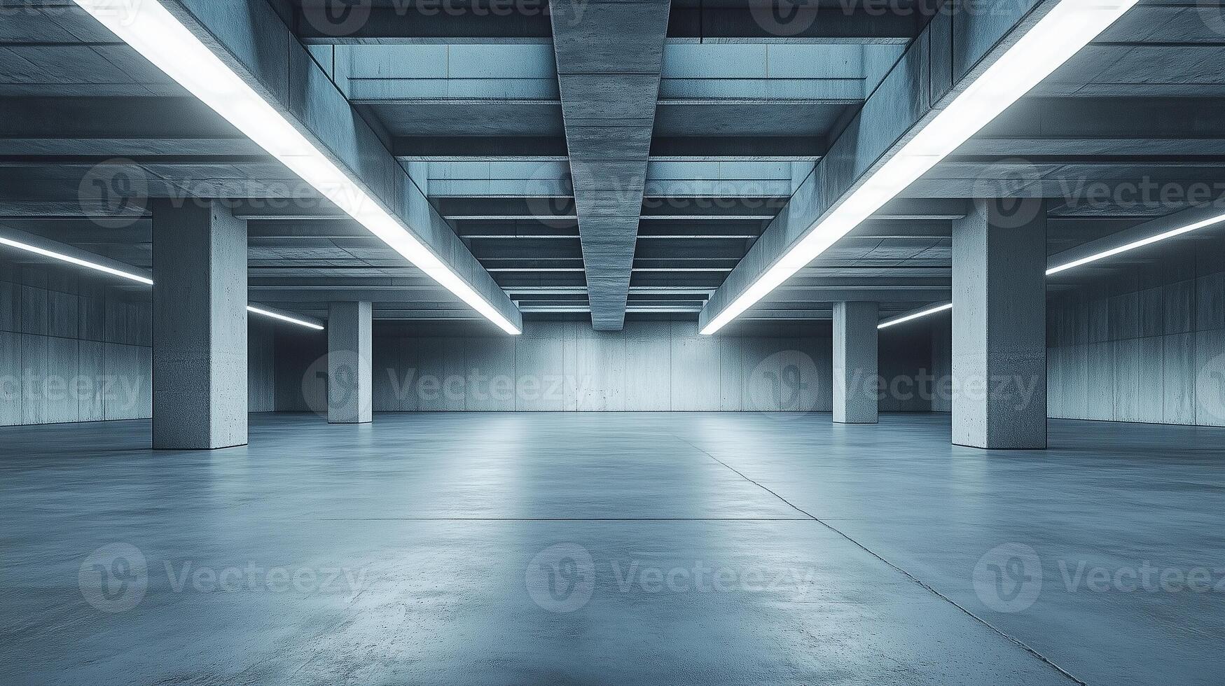 Grey light architecture empty concrete floor with modern structure perspective photo