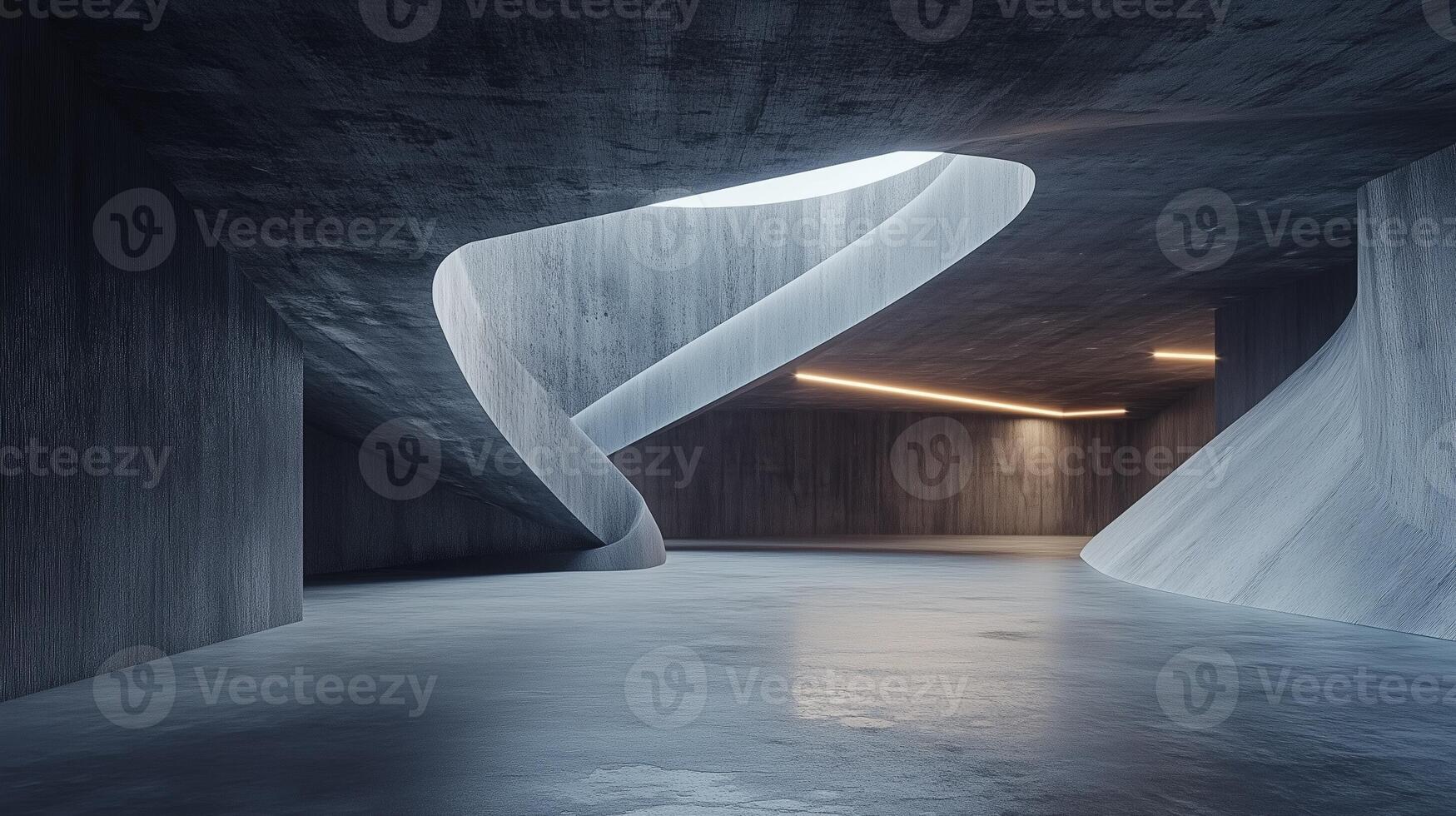 Dark grey architecture empty concrete floor modern structure perspective photo