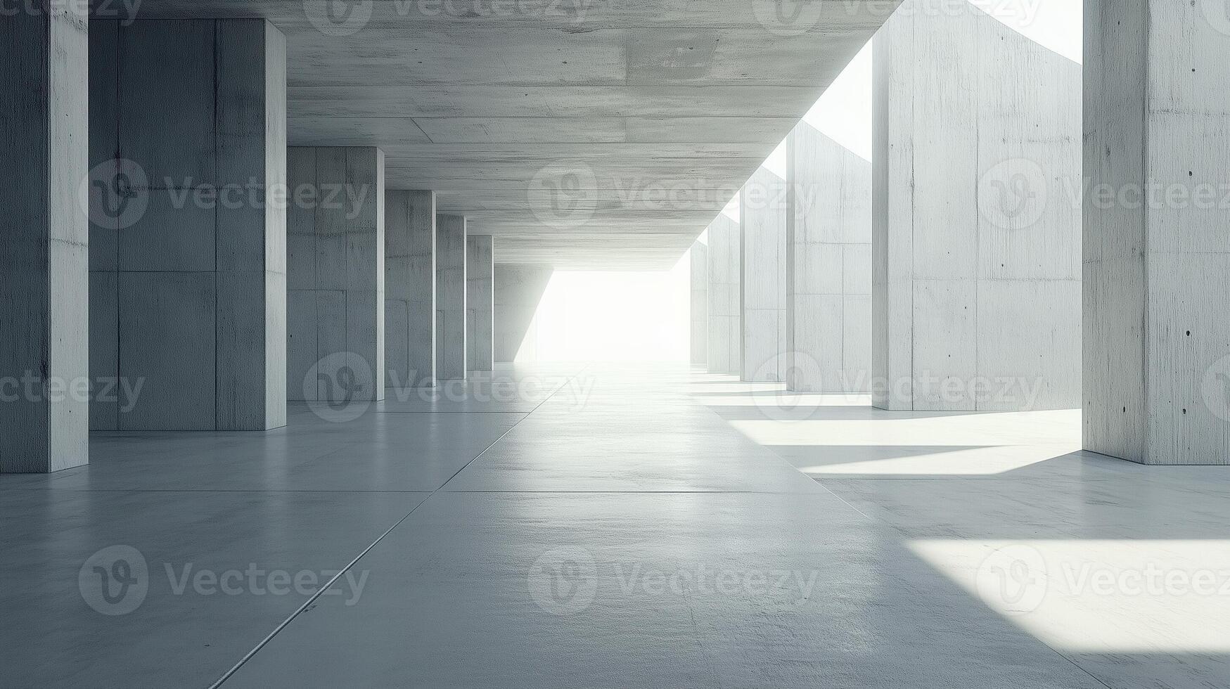 Grey light architecture empty concrete floor with modern structure perspective photo
