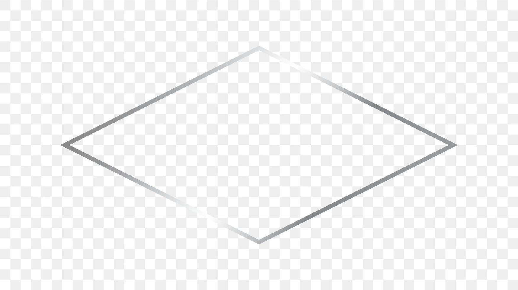 Silver glowing rhombus shape frame vector