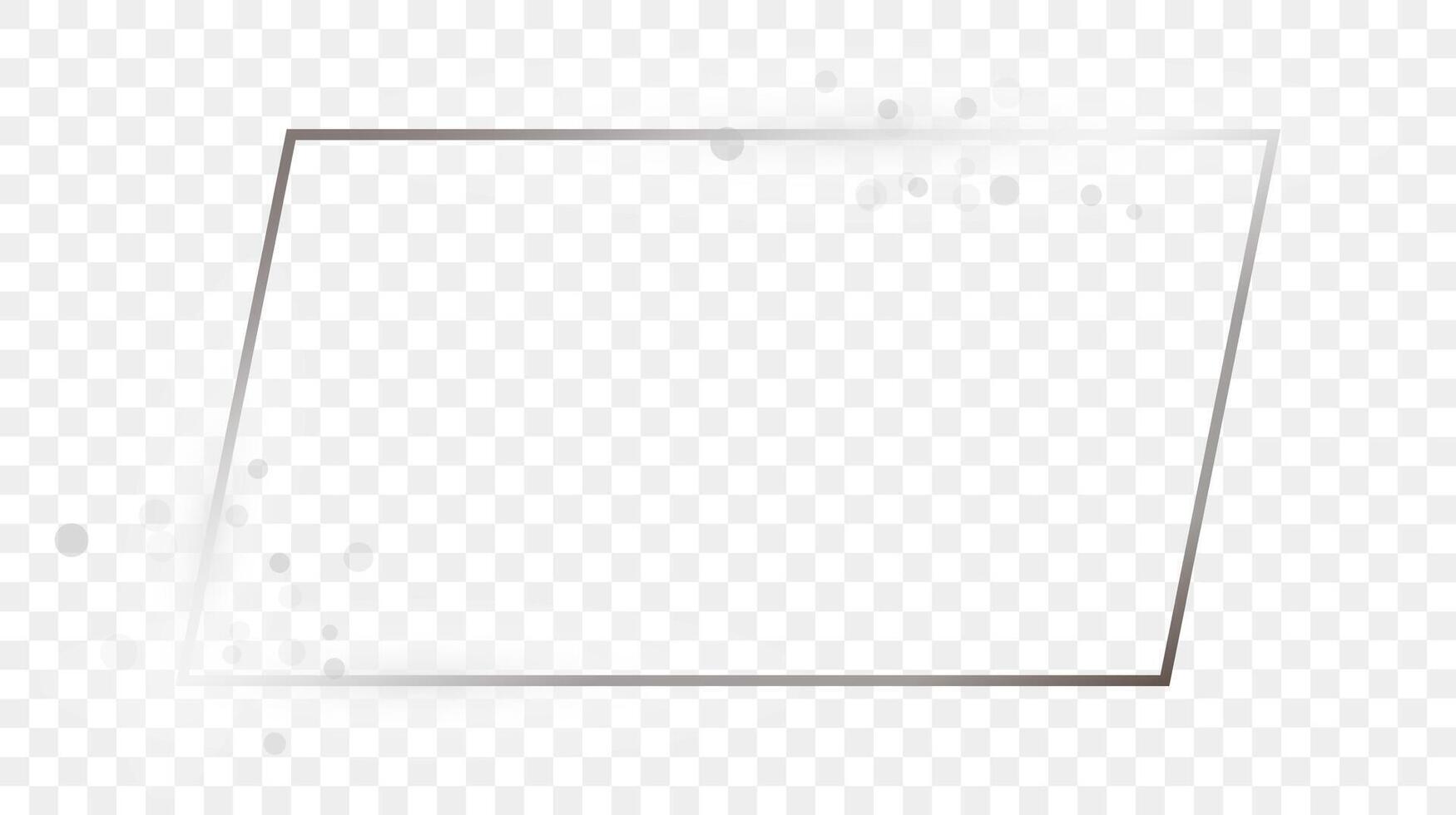 Silver glowing rectangular shape frame with sparkles vector