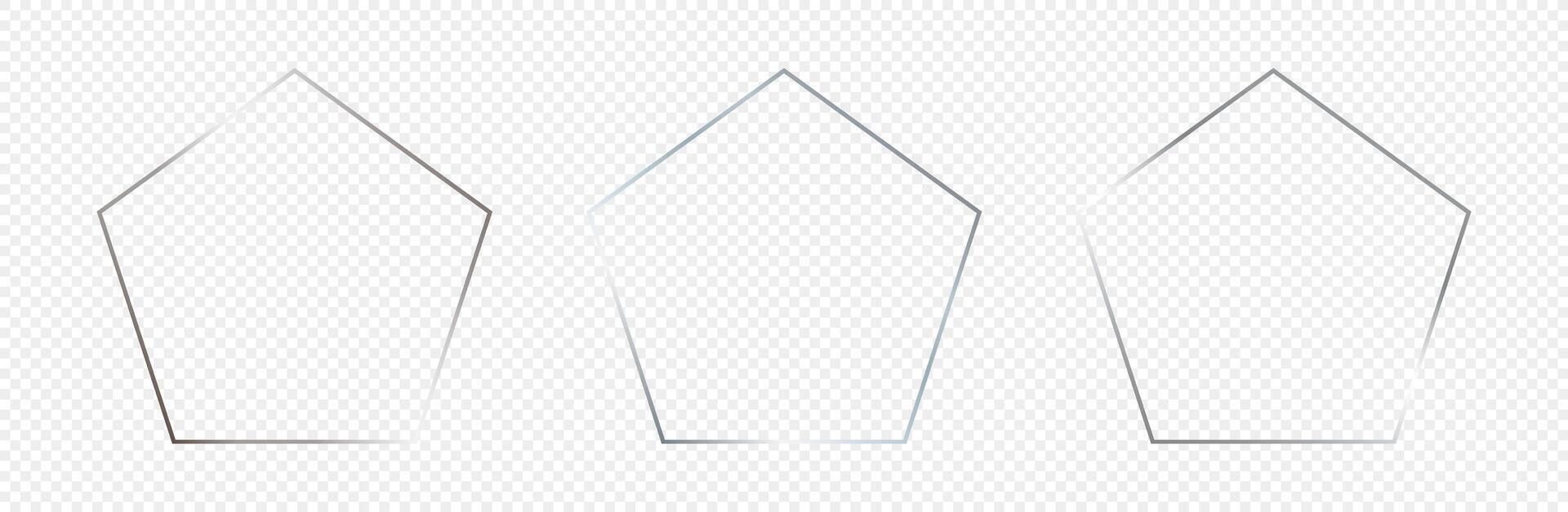 Silver glowing pentagon shape frame vector