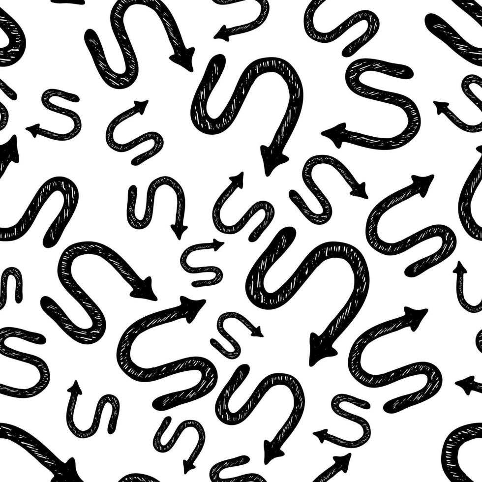 Seamless pattern with black hand drawn arrows vector