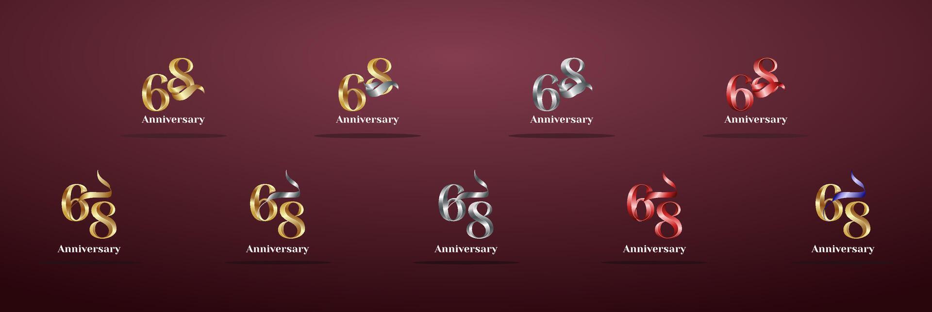 Luxury Logo 68th, 68th Elegant years happy anniversary, Creative design template for celebration, birthday, greeting and invitation. Gold color vector