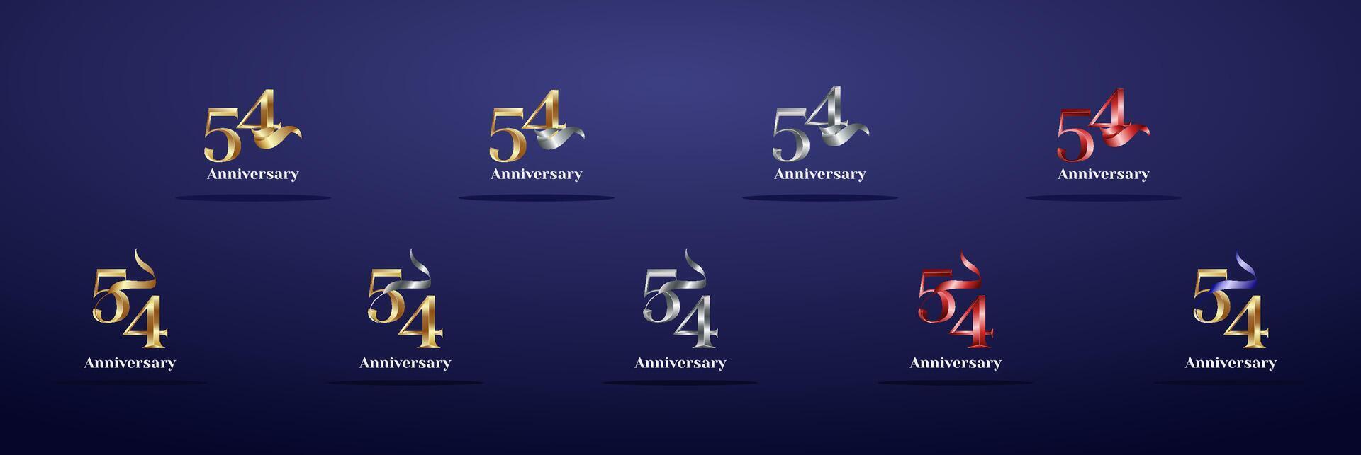 Luxury Logo 54th, 54th Elegant years happy anniversary, Creative design template for celebration, birthday, greeting and invitation. Gold color vector