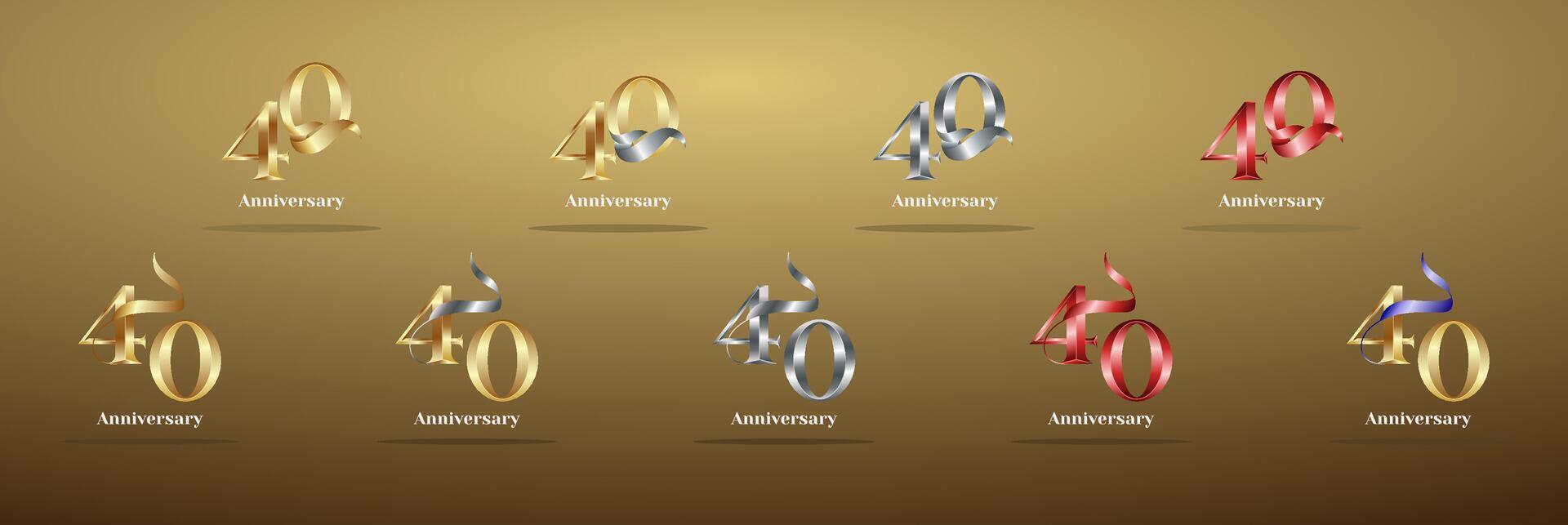Luxury Logo 40th, 40th Elegant years happy anniversary, Creative design template for celebration, birthday, greeting and invitation. Gold color vector