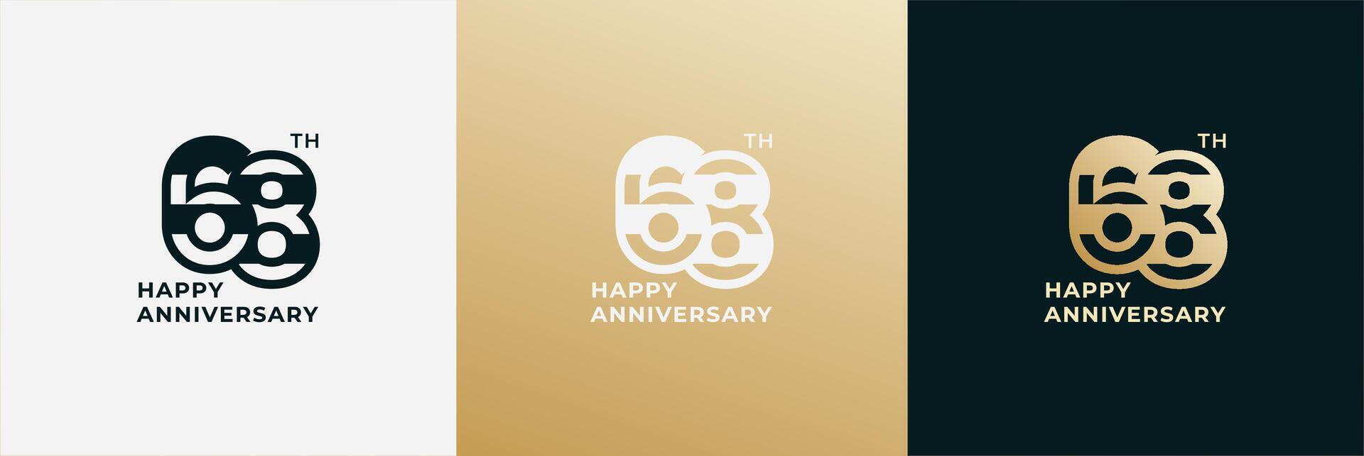 Logo 68 th, 68 years anniversary, Creative design template for celebration, greeting, birthday and invitation. Editable file vector