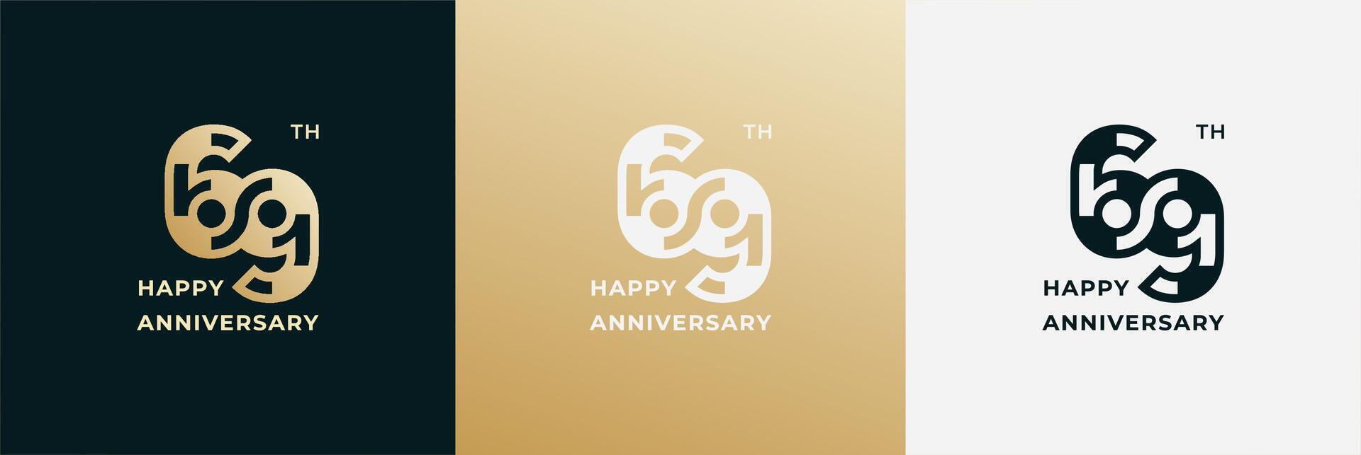 Logo 69 th, 69 years anniversary, design template for celebration, birthday, greeting and invitation. Editable file vector
