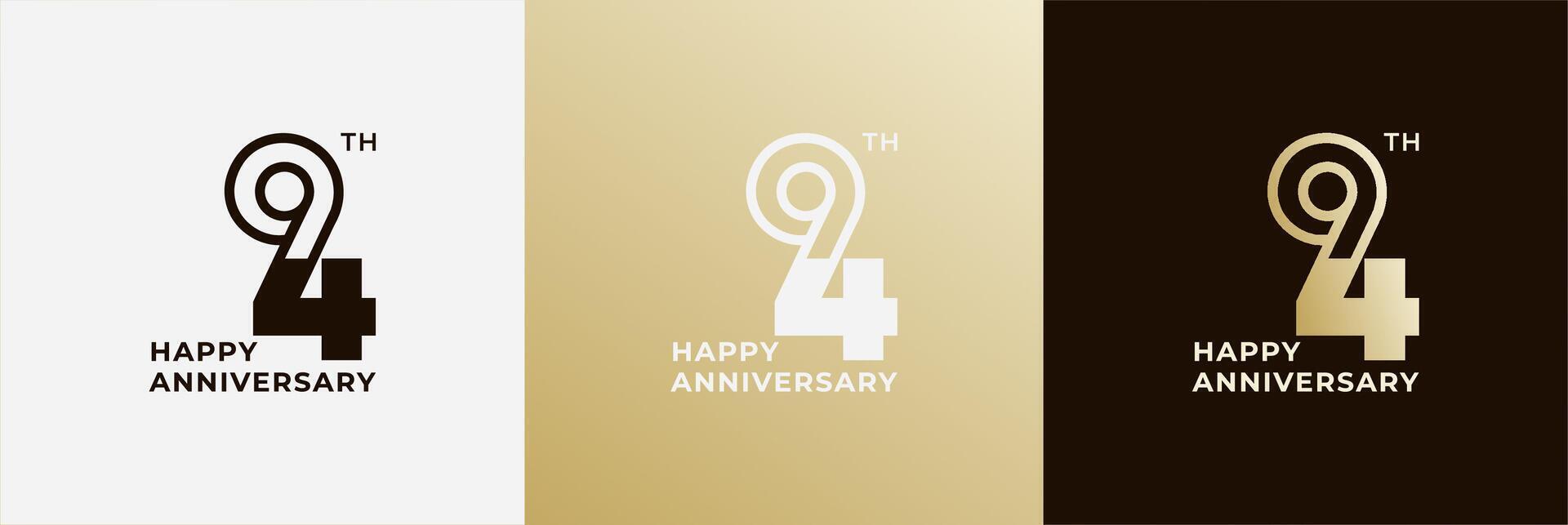 94th, 94 years anniversary, design template celebration, birthday, greeting and invitation. Editable file vector