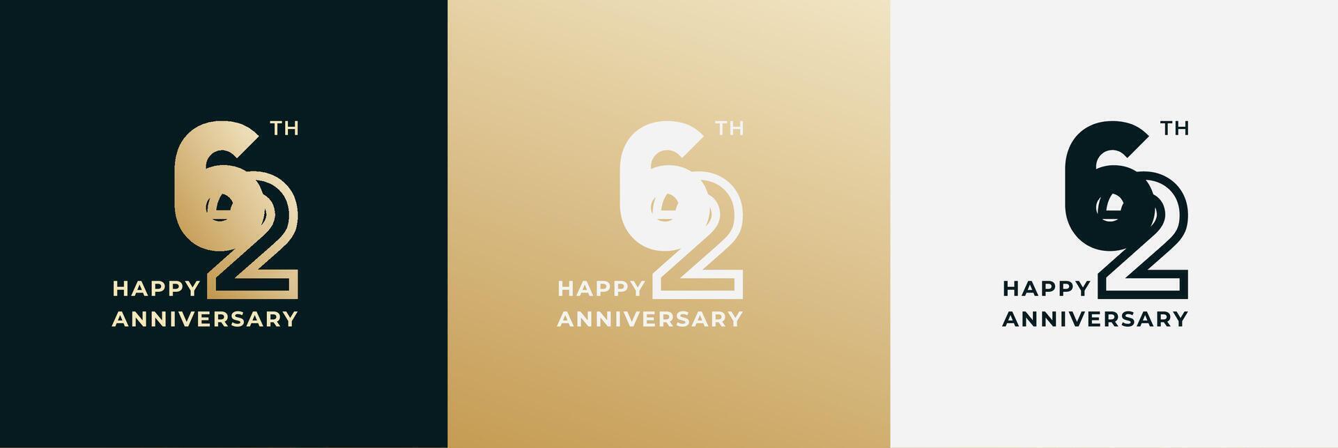 62th, 62 years anniversary, Creative design template for celebration, birthday and invitation. Editable file vector