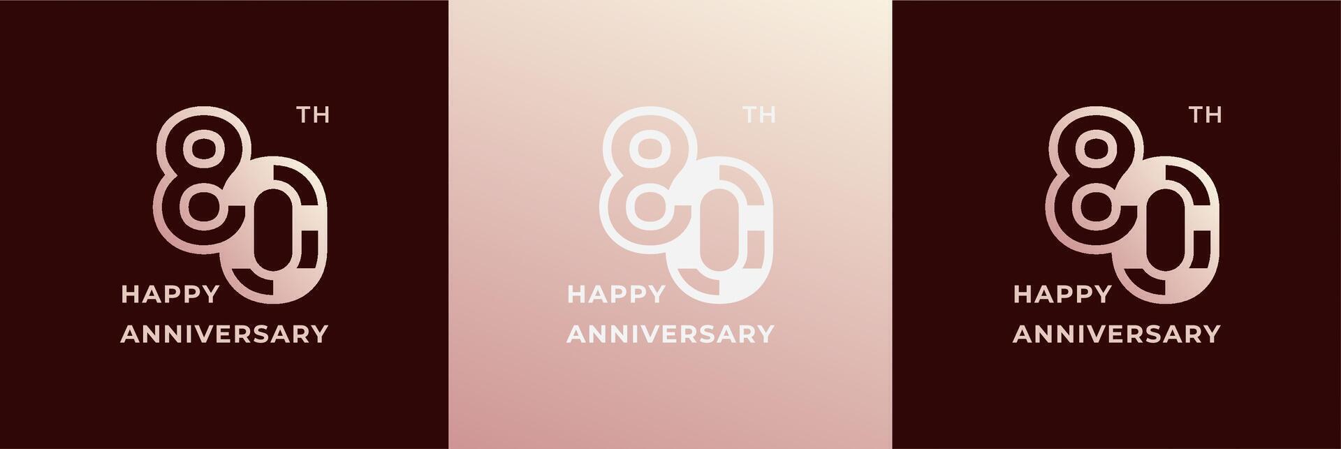80 th, 80 years anniversary, Creative template for celebration, birthday, greeting and invitation. Editable file vector