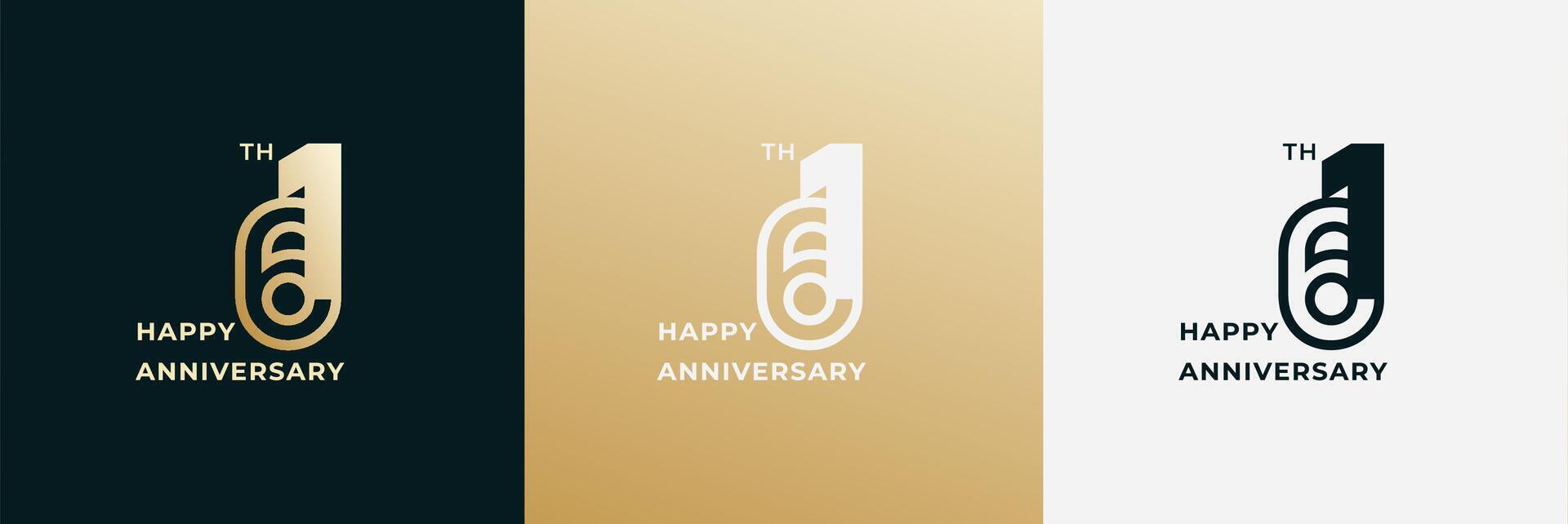 Logo 61 th, 61 years anniversary, Creative design template for celebration, birthday, greeting. Editable file vector