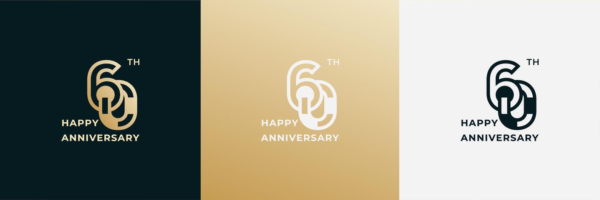 Logo 60th, 60 anniversary, Creative template for celebration, birthday, greeting and invitation. Editable file vector
