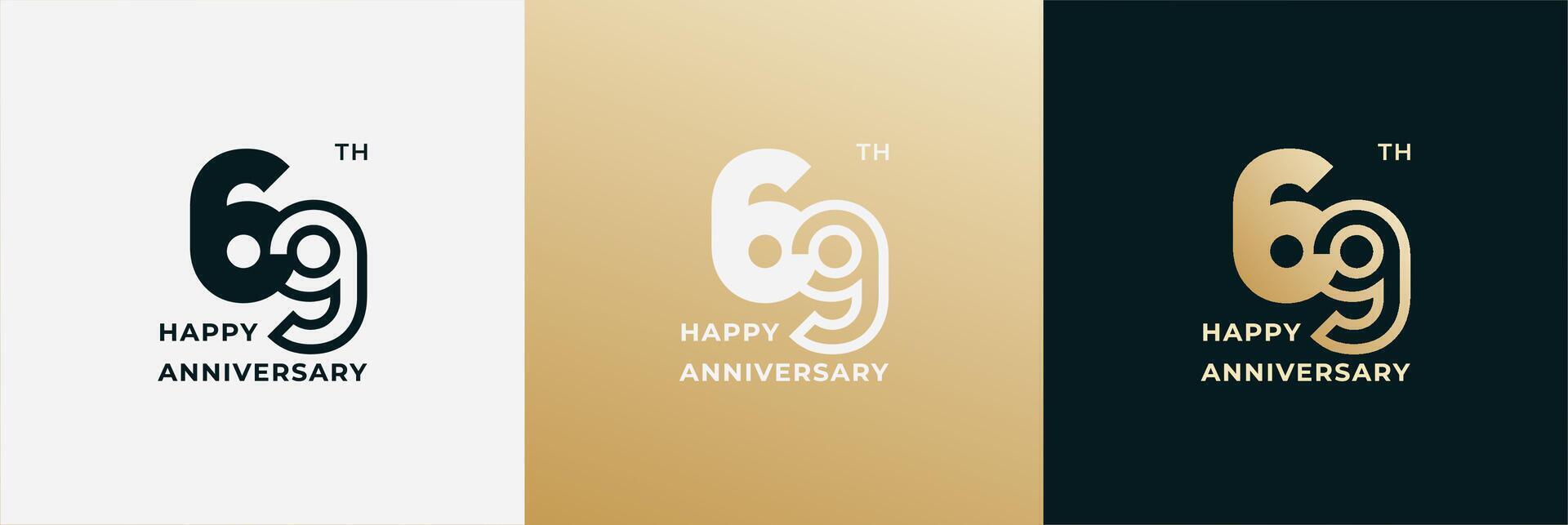 Logo 69th, 69 anniversary, Creative design template for celebration, birthday and invitation. Editable file vector