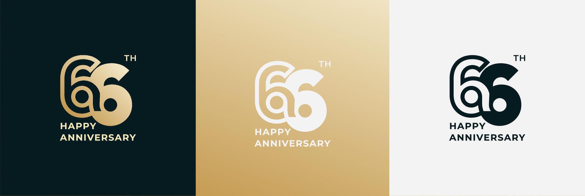 Logo 66 th, 66 years anniversary, Creative design template for celebration, birthday, greeting. Editable file vector