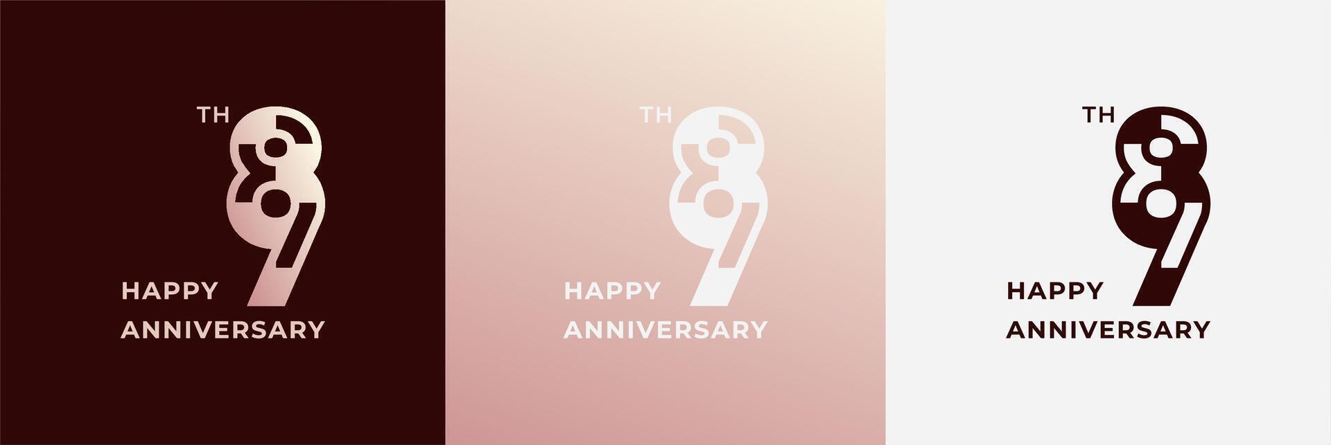 Logo 89th, 89 years anniversary, design template for celebration, greeting, birthday and invitation. Editable file vector