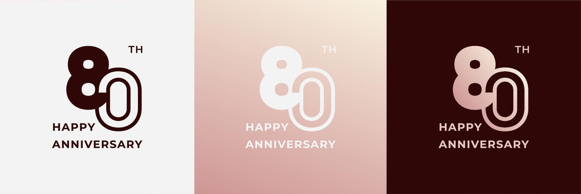 80th, 80 years anniversary, Creative design template for celebration, birthday, greeting. Editable file vector