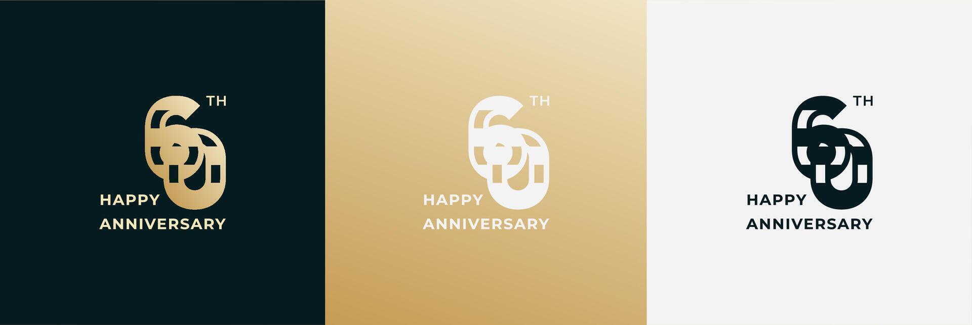 Logo 60th, years anniversary, Creative design template for celebration, greeting, birthday and invitation. Editable file vector