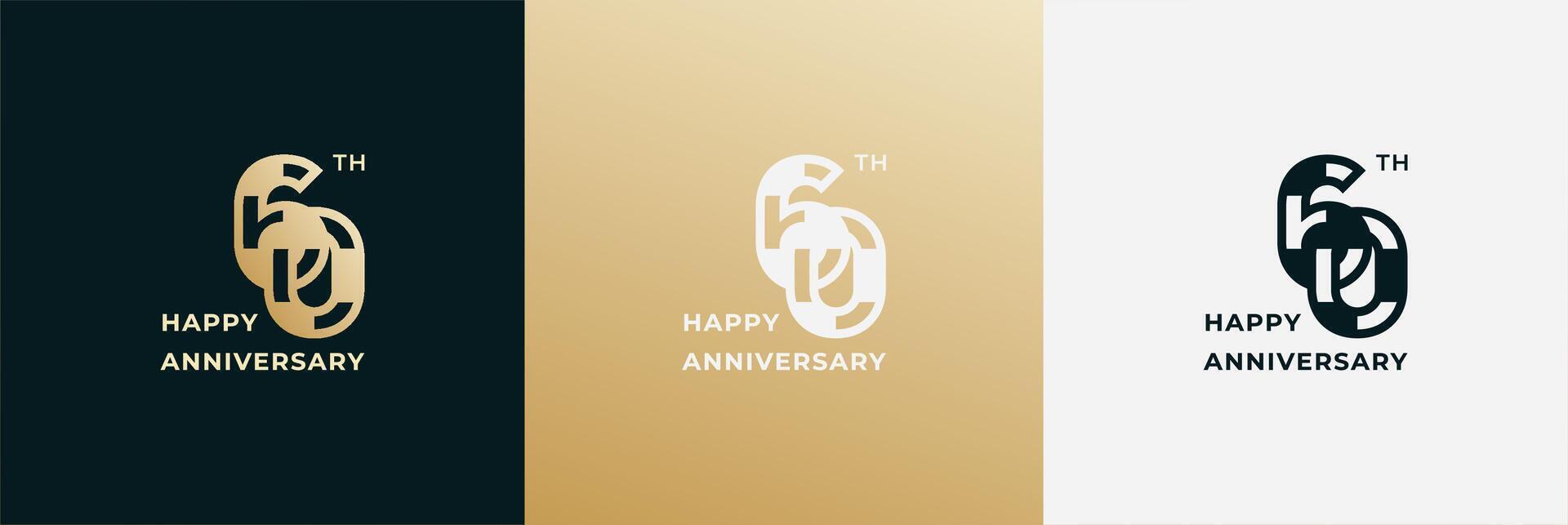 Logo 60th, 60 years, design template for celebration, birthday, greeting and invitation. Editable file vector