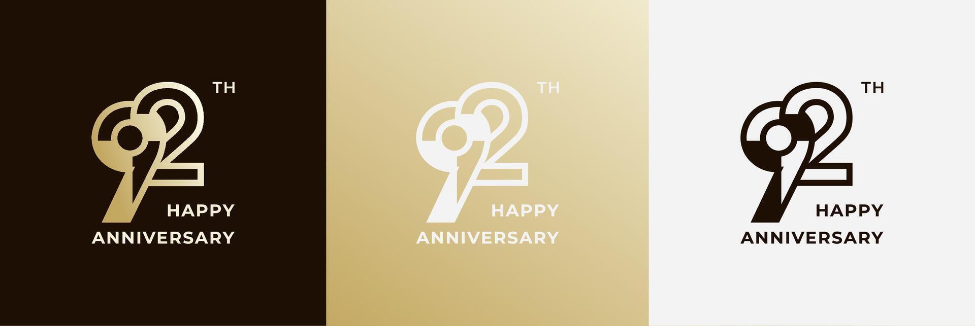 Logo 92 th, 92 years anniversary, Creative design template for celebration, birthday and invitation. Editable file vector