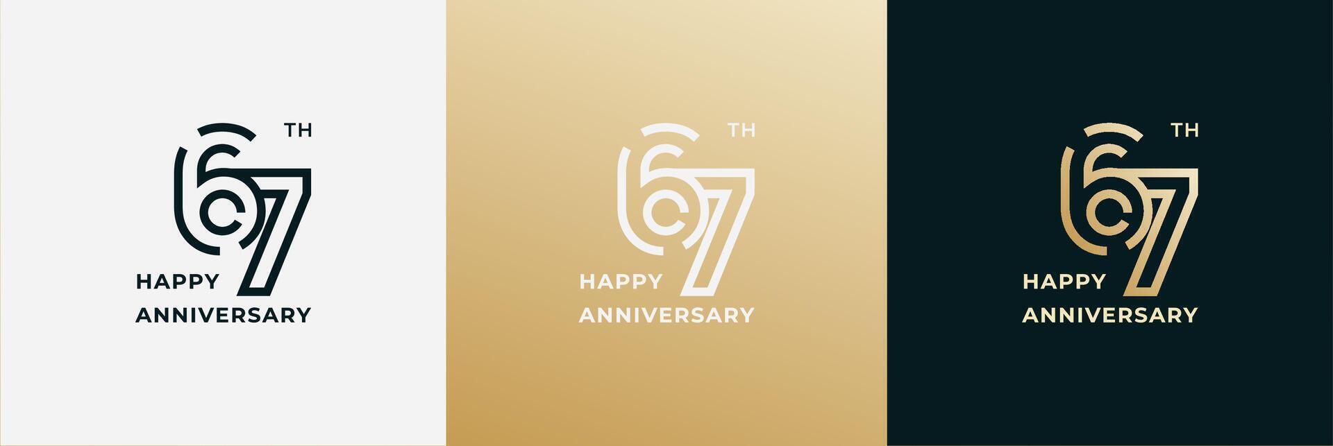 Logo 6th, 67 years anniversary, Creative design template for celebration, birthday, greeting and invitation. Editable file vector