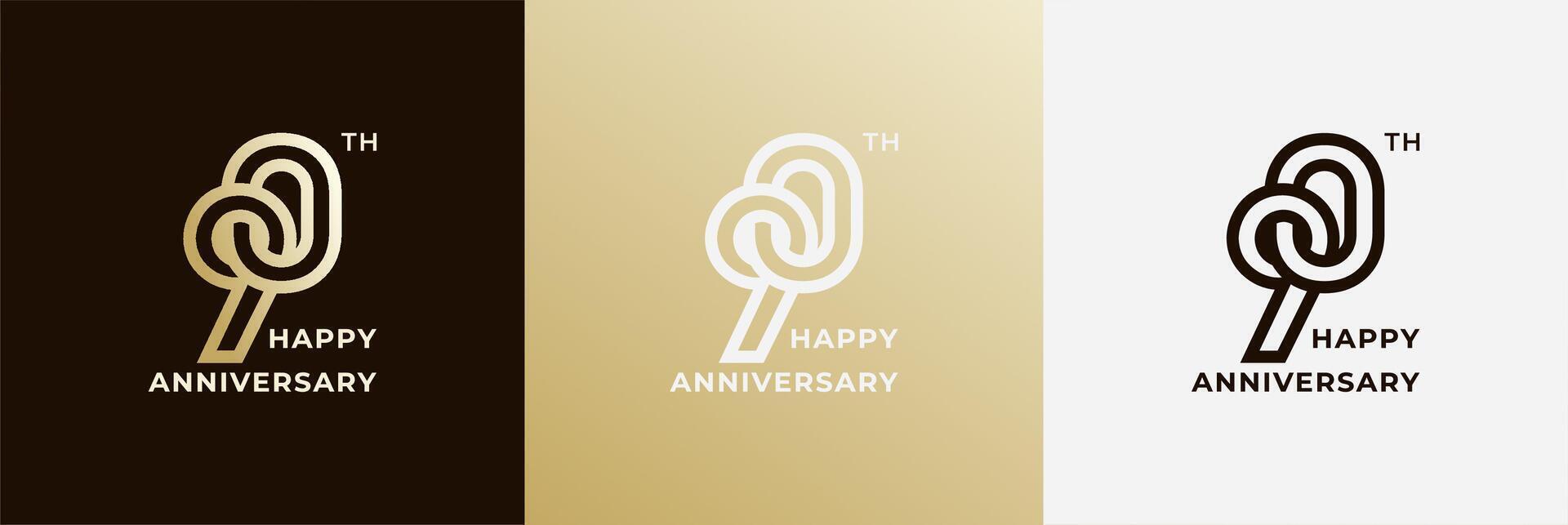 Logo 90 th, 90 anniversary, Creative design template for celebration, greeting and invitation. Editable file vector