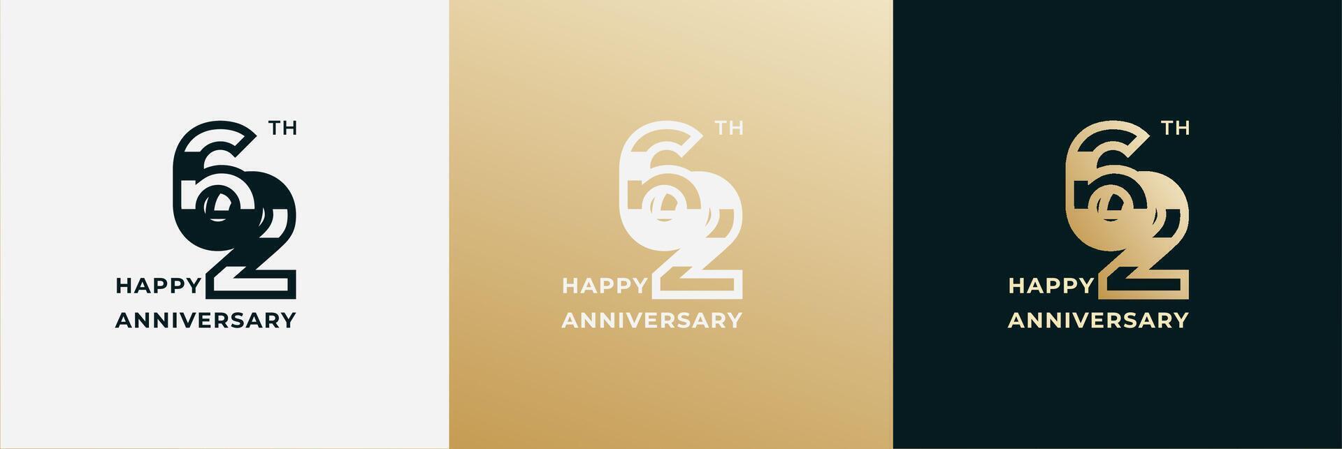 Logo 62th, years anniversary, Creative design template for celebration, greeting, birthday and invitation. Editable file vector