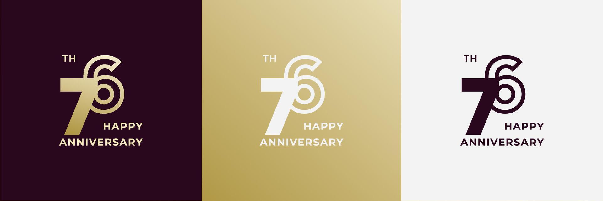 Logo 76th, 76 years anniversary, Creative template for celebration, birthday, greeting. Editable file vector