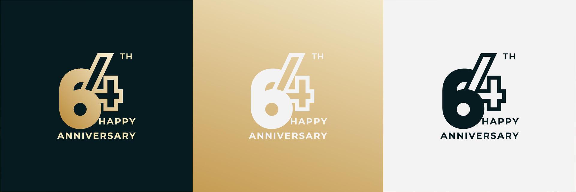 Logo 64th, 64 anniversary, Creative design template for celebration, birthday and invitation. Editable file vector