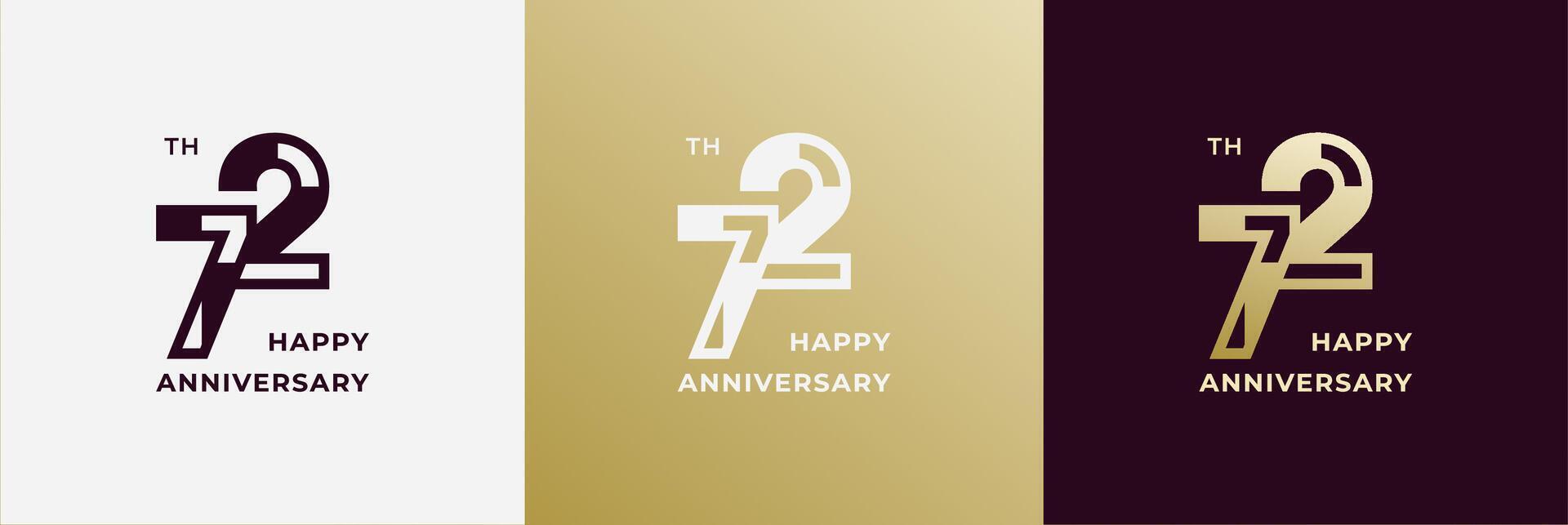 72th, 72 years anniversary, Creative design template for celebration, greeting, birthday and invitation. Editable file vector