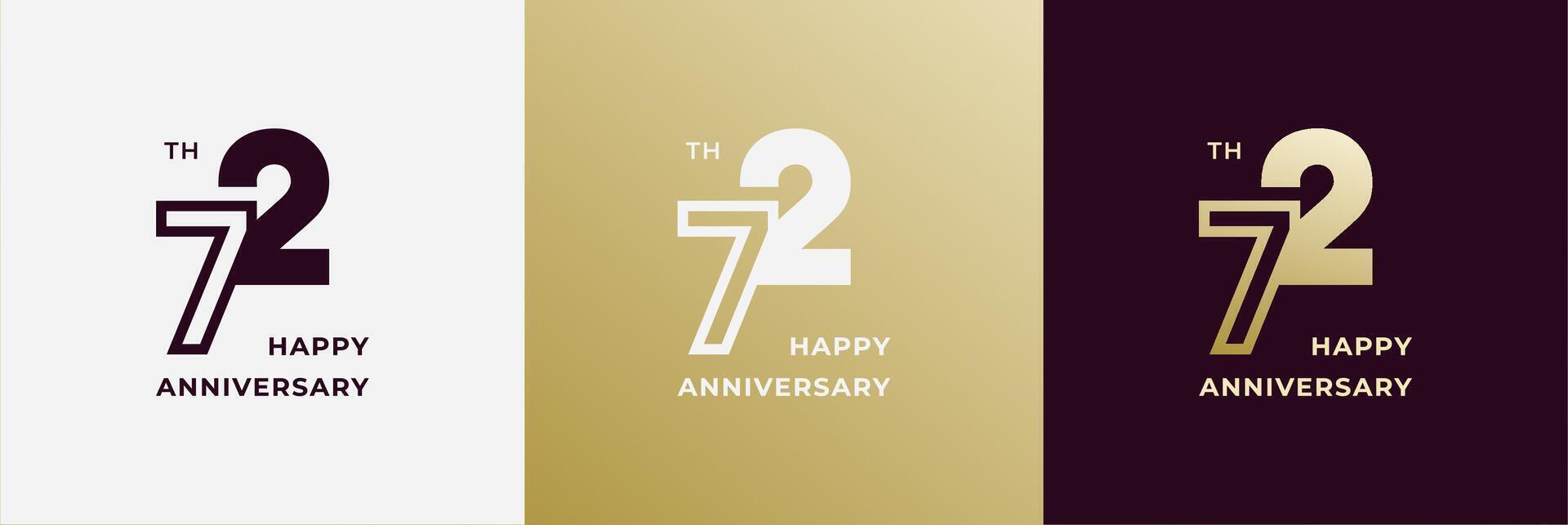 Logo 72th, years anniversary, design template celebration, birthday, greeting and invitation. Editable file vector
