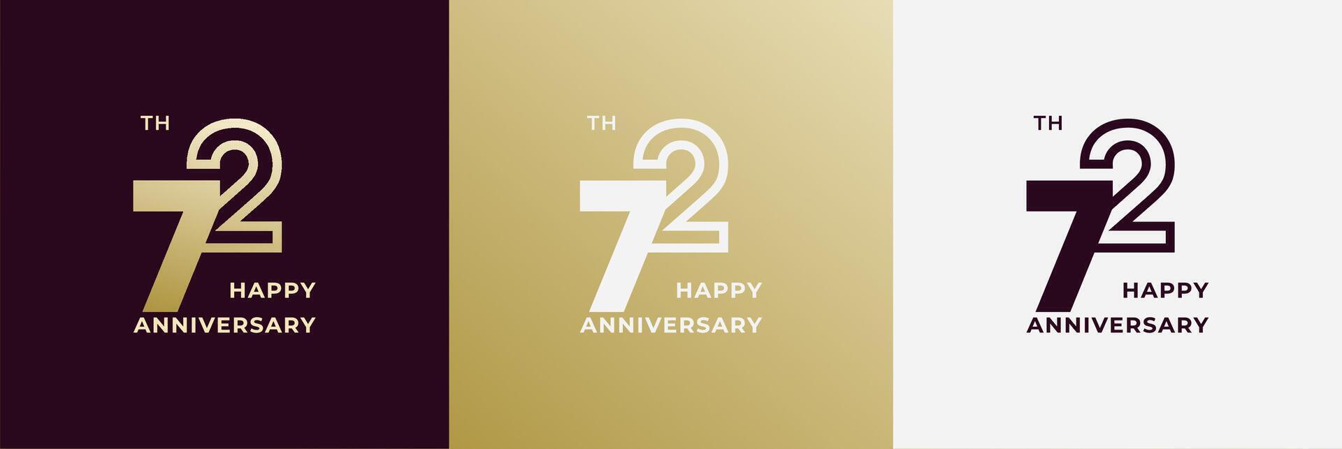 Logo 72th, years anniversary, Creative design template for celebration, birthday, greeting. Editable file vector