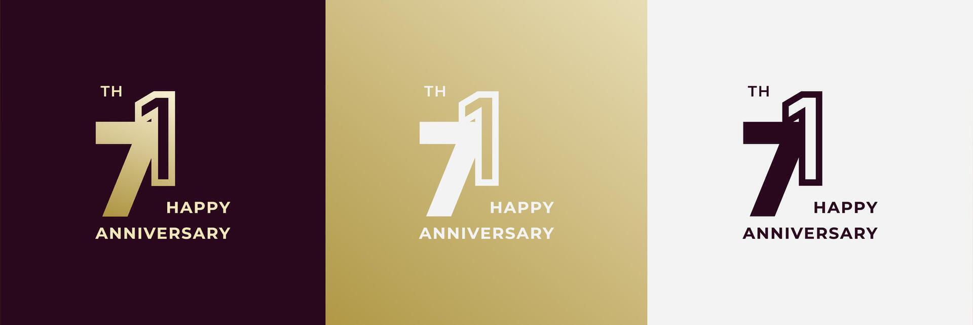 Logo 71 th, 71 years anniversary, Creative design template for celebration, birthday, greeting. Editable file vector